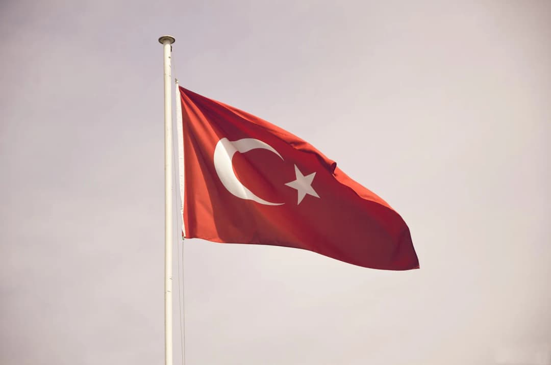 Turkish flag waving in the sky